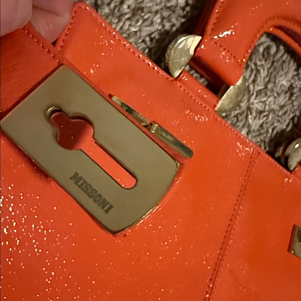 Missoni Orange Satchel with Gold Hardware and Structured Design - Picture 8 of 8